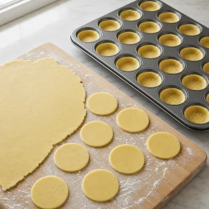 Dischi di pasta nello stampo per mini muffin