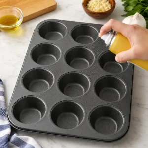 Muffin tin greased with non-stick spray before making mini pizzas