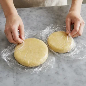Dos discos de masa envueltos para refrigerarlos