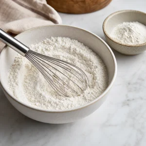Pancake dry ingredients with a separate bowl of reserved flour