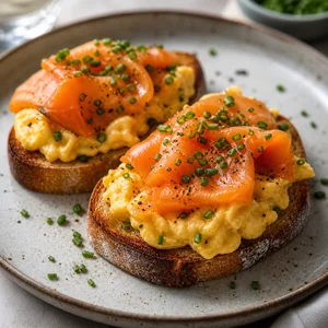 Silky Smoked Salmon and Chive Scrambled Eggs on Sourdough