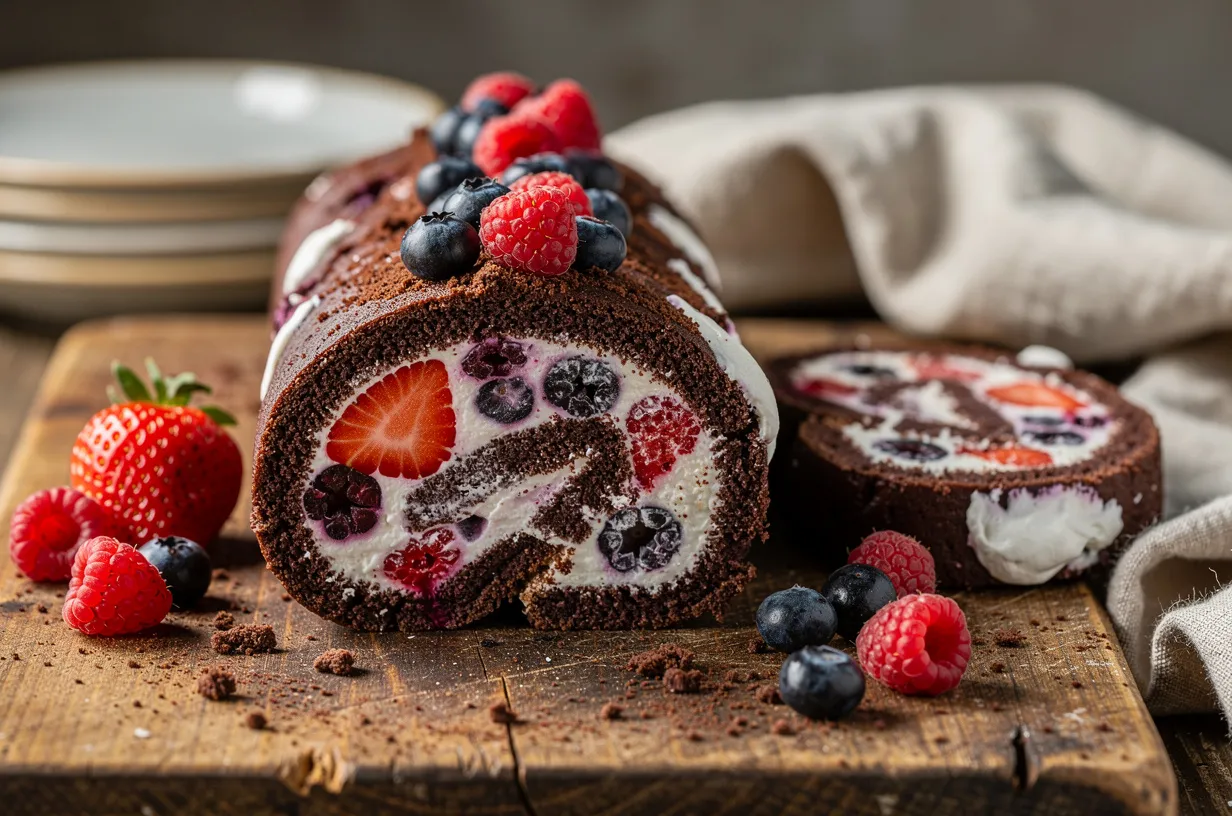 No-Bake Berry Cream Cookie Roll, Sliceable Dessert