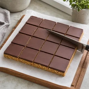 Chilled oat bar slab cut into 16 squares