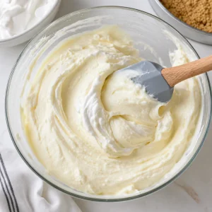 Panna montata incorporata delicatamente alla crema di formaggio fino a unirla