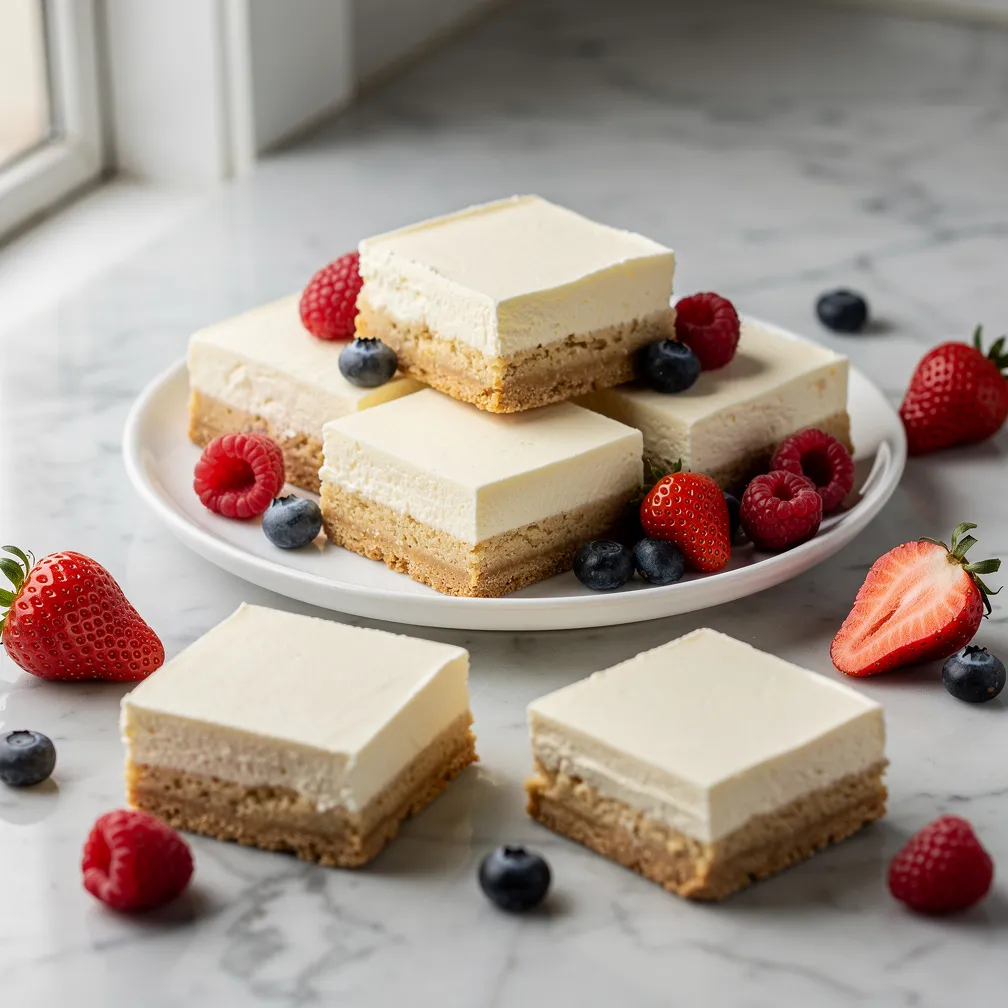 Barres Cheesecake Glacées sans Cuisson avec Croûte de Biscuits Graham
