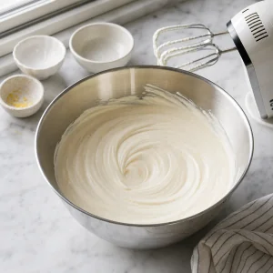 Smooth mascarpone mixture with fine lemon zest