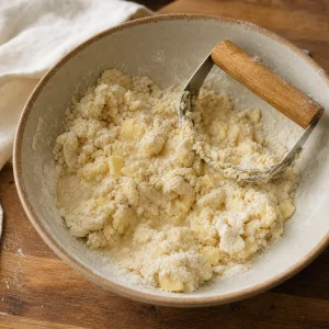 Shaggy pastry dough with cold butter pieces