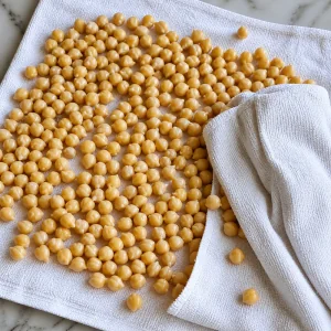 Ceci cotti che si asciugano su un canovaccio pulito