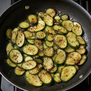Fettine tenere di zucchine dorate in alcuni punti