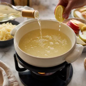 Warm stock held at a gentle simmer for lemon butter risotto