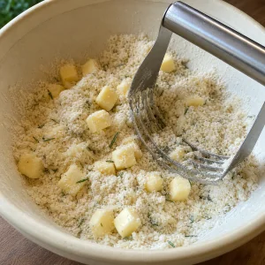Kostki zimnego masła w mące z parmezanem i rozmarynem