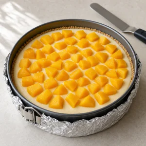 Remaining filling topped with peeled peach cubes