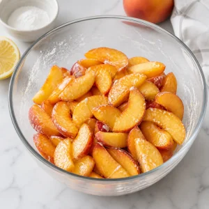 Peach slices tossed with lemon juice and cornstarch