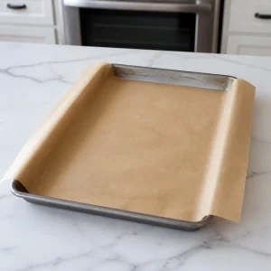 Parchment-lined rimmed baking sheet