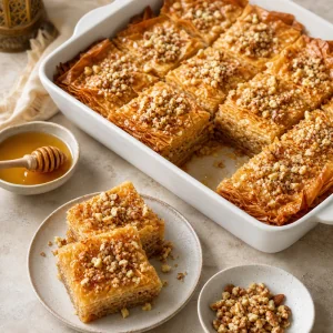 Gâteau Phyllo Croustillant au Miel et aux Noix