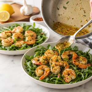 Zesty Lemon Garlic Shrimp with Arugula Salad