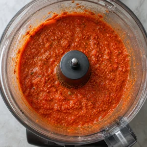 Red piri piri marinade in a food processor