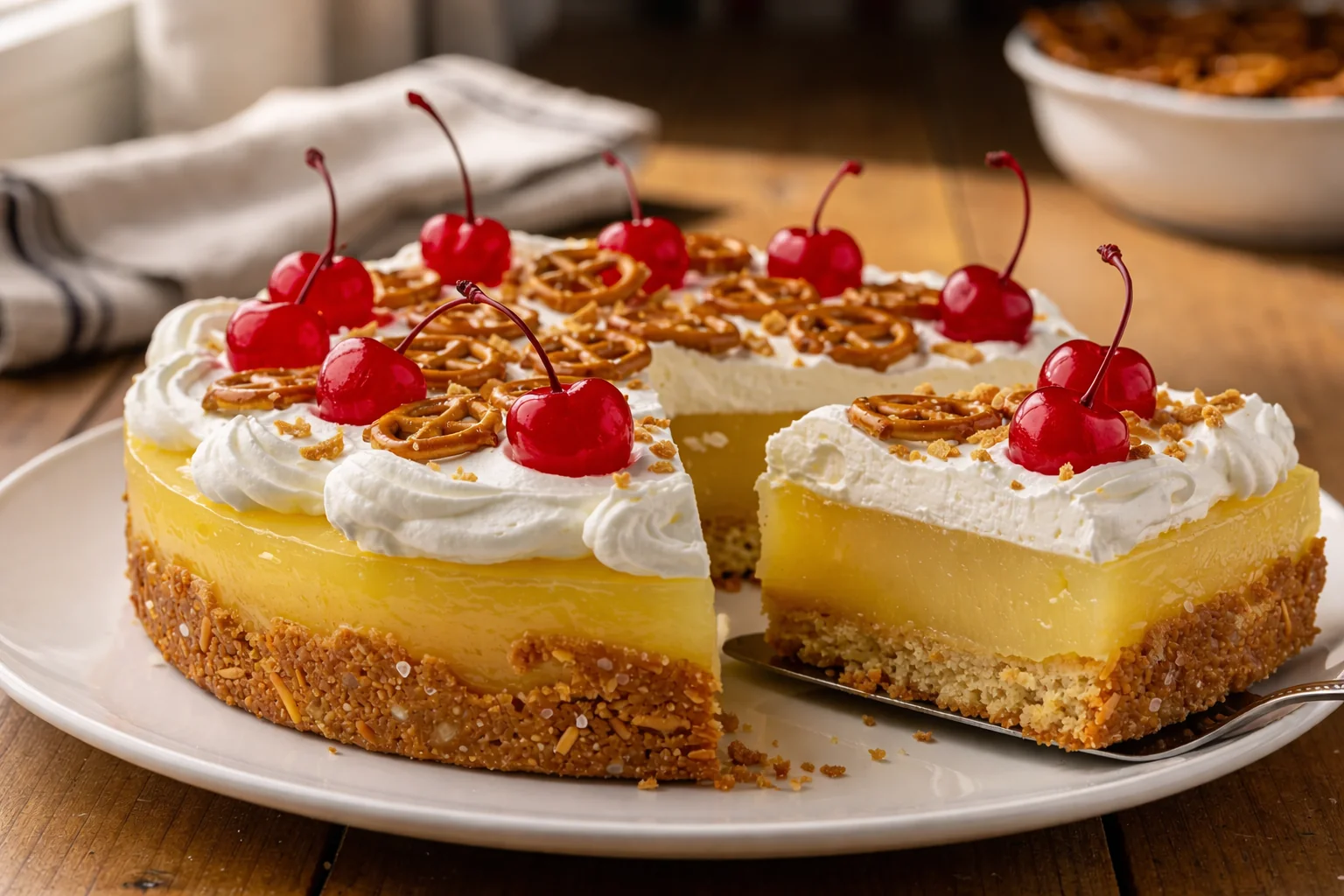 Pretzel Jello Salad with Pineapple & Light Cream Cheese