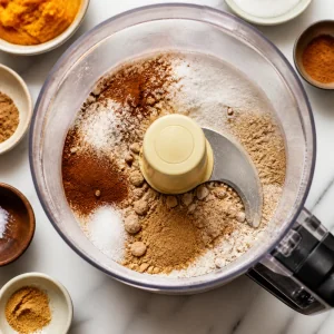 Trockene Zutaten und Gewürze im Food Processor