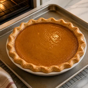 Tarte à l érable tout juste cuite sur une plaque à rebord