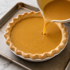 Crème à l érable versée dans une pâte tiède sur une plaque