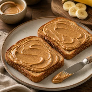 Almond butter spread over warm toast