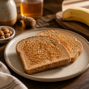 Golden whole grain toast on a plate