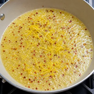 Ralladura de limon y hojuelas de chile en salsa de mantequilla