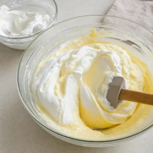 Whipped cream folded into the lemon filling