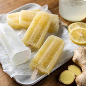 Esquimaux citron gingembre coco finis sur papier avec tranches de citron