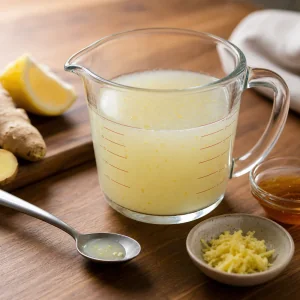 Mélange citron coco pâle avec cuillère de dégustation et zeste