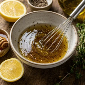Dressing al limone e balsamico emulsionato in una ciotolina