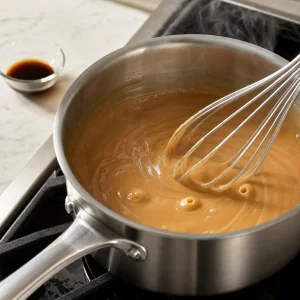 Crema densa al root beer che sobbolle attorno alla frusta