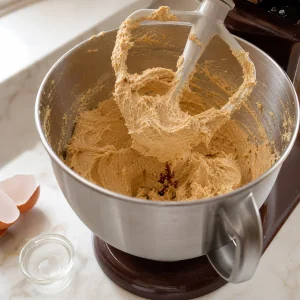 Масло с сахаром взбиты до светлой пышной массы