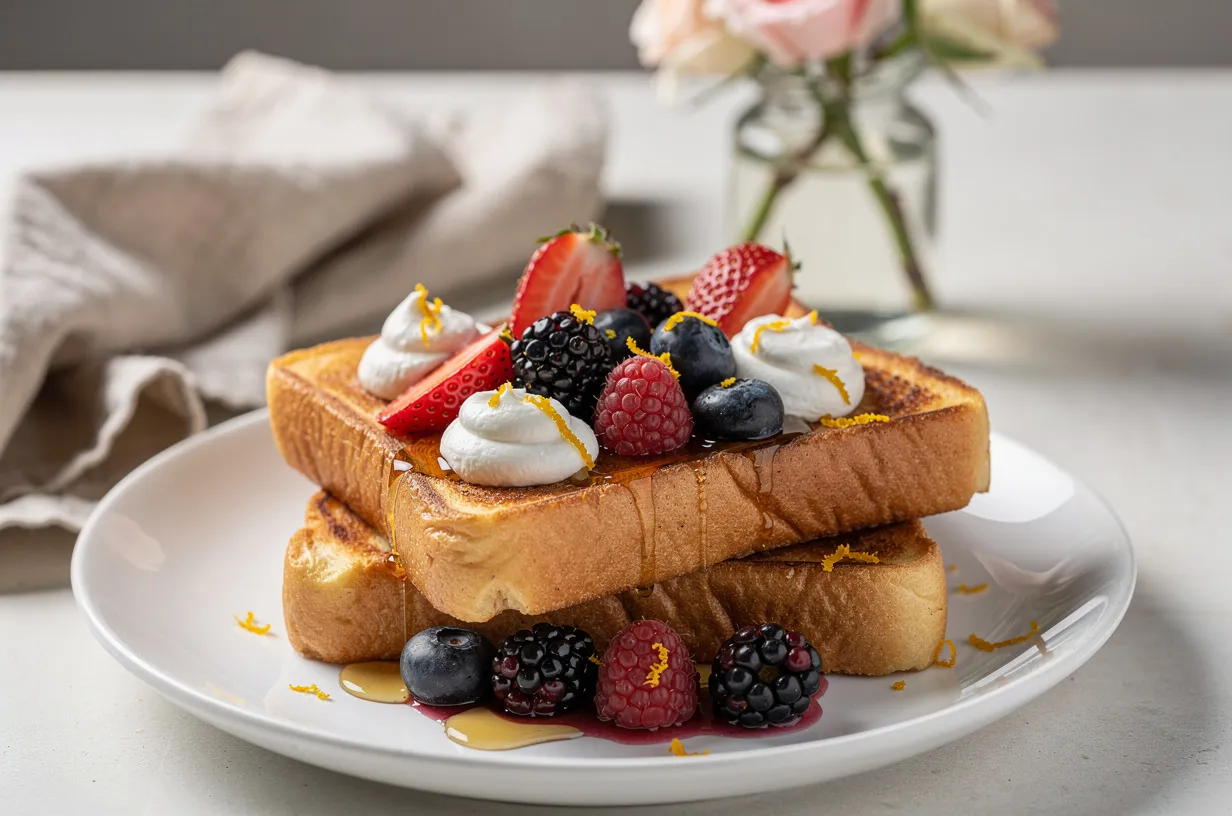 Rose-Infused French Toast with Orange Vanilla Syrup