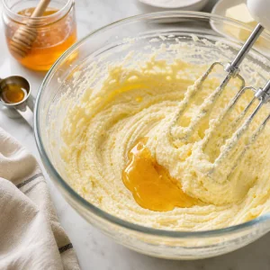 Egg and vanilla mixed into the butter batter