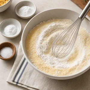 Mixing flour, sugar, salt, and cold butter for galette dough
