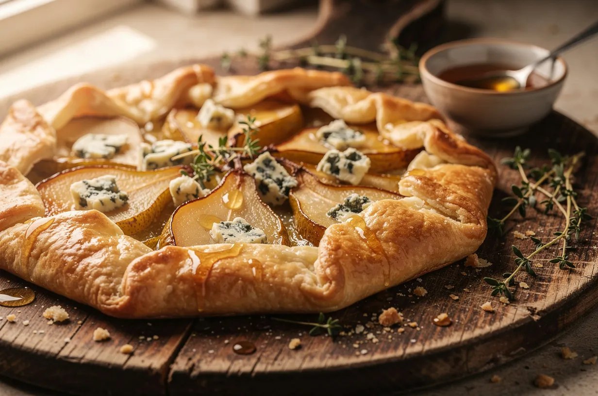 Rustic Pear and Blue Cheese Galette with Honey and Thyme