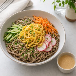 Fertiger Soba-Salat mit extra Sesam-Dressing