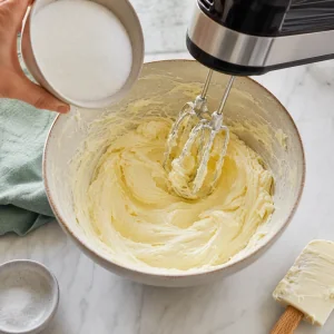 Fromage frais et sucre battus lisses pour la garniture
