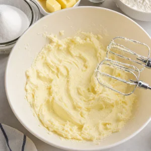 Pale creamed butter and sugar in a mixing bowl
