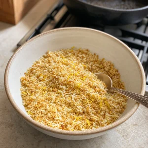 Toasted panko mixed with Parmesan and lemon zest