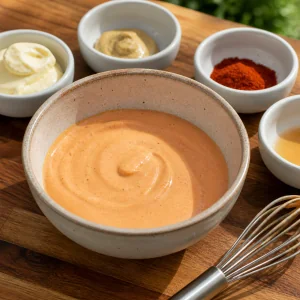 Creamy smoked-paprika sauce mixed in a bowl