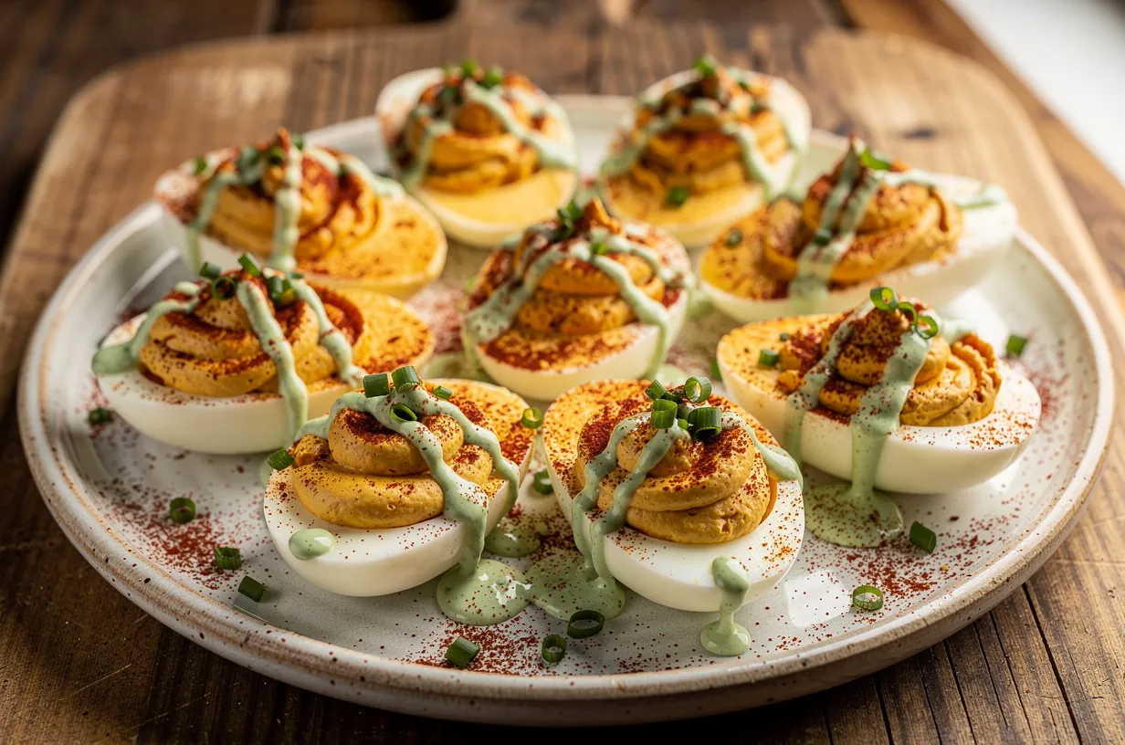 Œufs mimosa fumés au chipotle et yaourt aux fines herbes