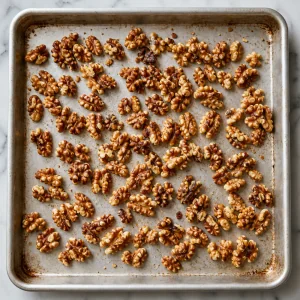 Nueces tostadas extendidas en una bandeja