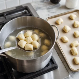 Pretzel bites lifted from the baking soda bath