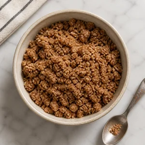 Bowl of cinnamon streusel crumbs