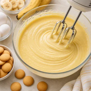 Massa amarela lisa misturada numa taca