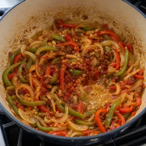 Peperoni colorati dalla paprika sfumati con vino bianco