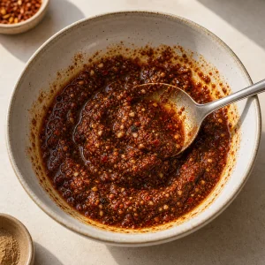 Пряный чесночный маринад, смешанный в небольшой миске